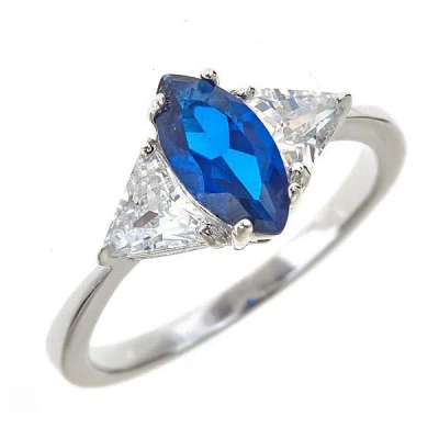 Sterling Forever Sterling Silver Sapphire Marquise Cut Ring In Blue