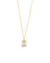 Sterling Forever Sterling Silver Sawyer Rectangular Cz Pendant Necklace In Gold