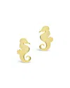 Sterling Forever Sterling Silver Seahorse Studs In Gold