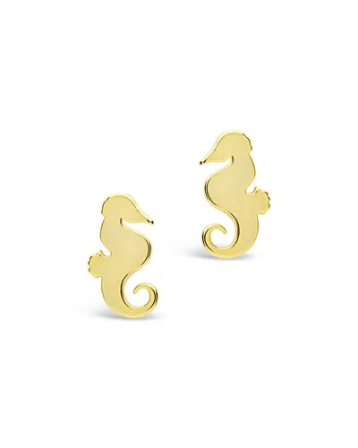 Sterling Forever Sterling Silver Seahorse Studs In Gold