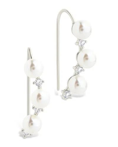 Sterling Forever Sterling Silver Siena Cz Cultivated Pearl Threader Earrings