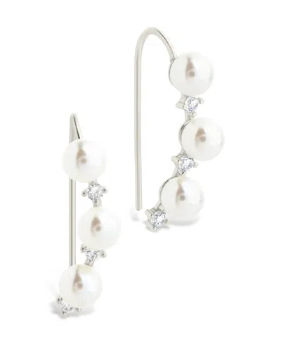 Sterling Forever Sterling Silver Siena Cz Cultivated Pearl Threader Earrings