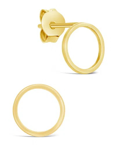 Sterling Forever Sterling Silver Simple Circle Stud Earrings In Gold