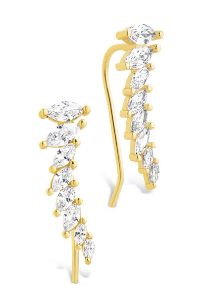 Sterling Forever Sterling Silver Skye Cz Threader Crawler Earrings In Gold