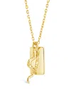 Sterling Forever Sterling Silver Snake & Tag Pendant Necklace In Gold