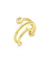 Sterling Forever 14k Over Silver Cz Star Ear Cuff In Gold