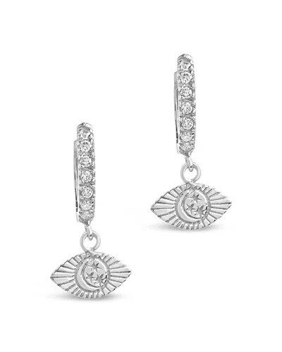 Sterling Forever Sterling Silver Starry Nights Eye Micro Hoops
