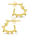Sterling Forever Sterling Silver Studded Heart Hoop Earrings In Gold