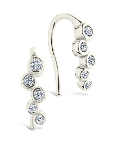 Sterling Forever Sterling Silver Talia Cz Bezel Crawler Earrings In Metallic