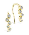 Sterling Forever Sterling Silver Talia Cz Bezel Crawler Earrings In Gold