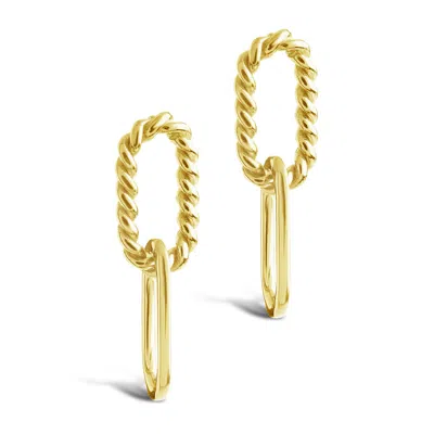 Sterling Forever 14k Over Silver Interlocking Oval Drop Earrings In Gold
