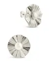 Sterling Forever Sterling Silver Textured Disk & Pearl Stud Earrings In Silver
