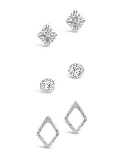 Sterling Forever Sterling Silver Textured Earring Set