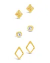 Sterling Forever Sterling Silver Textured Earring Set In Gold