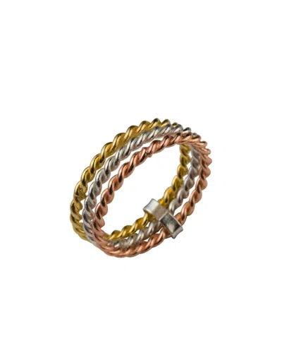 Sterling Forever Sterling Silver Tri Color Twist Band Ring In Gold