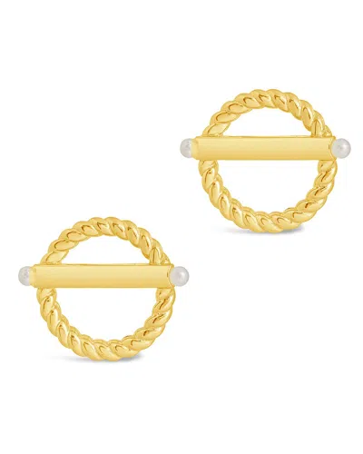 Sterling Forever Sterling Silver Victoria Pearl Stud Earrings In Gold