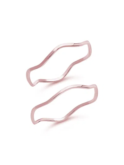 Sterling Forever Sterling Silver Wave Ring Set Of 2 In Multi
