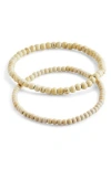 Sterling Forever Stone 2-pack Beaded Stretch Bracelets In Brown