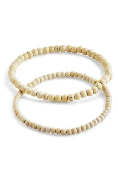 Sterling Forever Stone 2-pack Beaded Stretch Bracelets In Brown
