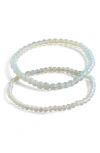 Sterling Forever Stone 2-pack Beaded Stretch Bracelets In Opalite