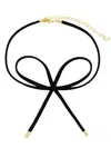 Sterling Forever Suede Choker With Bow Tied Accent In Gold