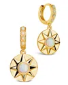 Sterling Forever Sunni Opal Disk Micro Hoop Earrings In Gold