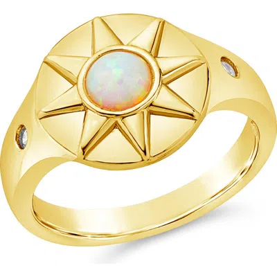 Sterling Forever Sunni Opal Signet Ring In Gold