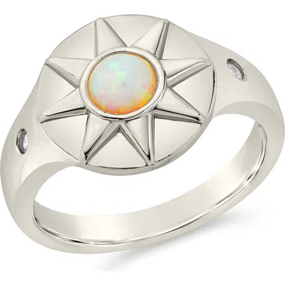 Sterling Forever Sunni Opal Signet Ring In Silver