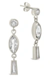 Sterling Forever Suvi Triple Cz Drop Stud Earrings In Silver