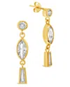 Sterling Forever Suvi Triple Cz Drop Stud Earrings In Gold