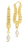 Sterling Forever Gold-tone Or Silver-tone Drop Cultured Freshwater Pearl Sylvie Statement Hoops In Gold