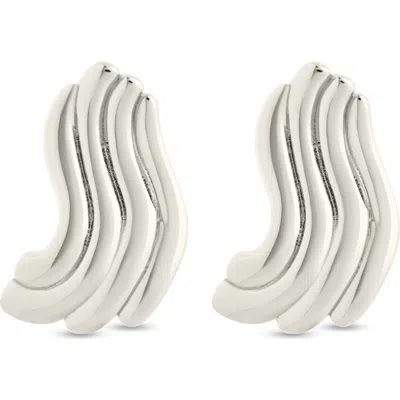 Sterling Forever Sylvie Ripple Statement Stud Earrings In Silver