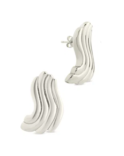 Sterling Forever Sylvie Ripple Statement Stud Earrings In Metallic