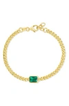 Sterling Forever Tali Crystal Curb Chain Bracelet In Gold