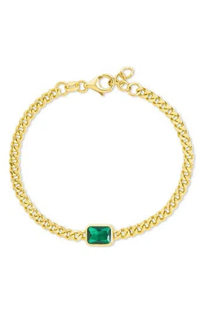 Sterling Forever Tali Crystal Curb Chain Bracelet In Gold
