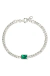 Sterling Forever Tali Crystal Curb Chain Bracelet In Silver