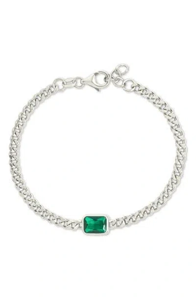 Sterling Forever Tali Crystal Curb Chain Bracelet In Silver