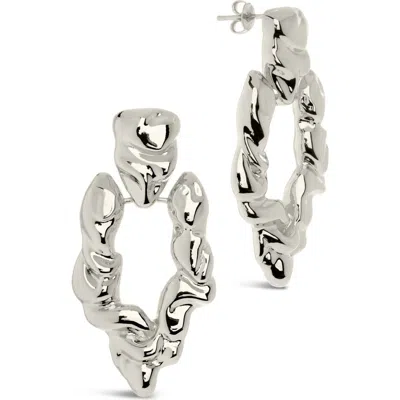 Sterling Forever Tali Molten Chunky Drop Earrings In Silver