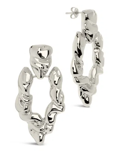 Sterling Forever Tali Molten Metal Chunky Drop Earrings In Metallic