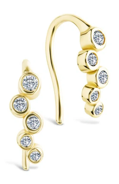 Sterling Forever Talia Bezel Cubic Zirconia Ear Crawlers In Gold