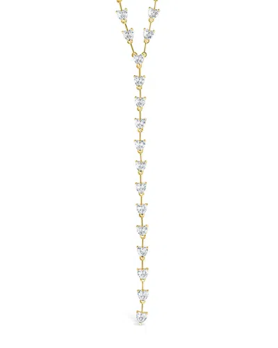 Sterling Forever Tasha Cz Stationed Heart Lariat Necklace In Gold