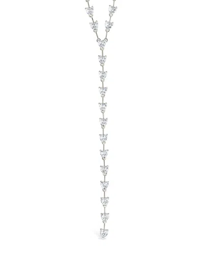 Sterling Forever Tasha Cz Stationed Heart Lariat Necklace In Metallic