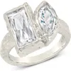 Sterling Forever Tate Cubic Zirconia Molten Ring In Metallic