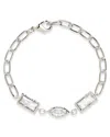 Sterling Forever Tate Cz Chain Bracelet In Silver