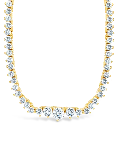 Sterling Forever Tatum Adjustable Cz Tennis Necklace In Gold