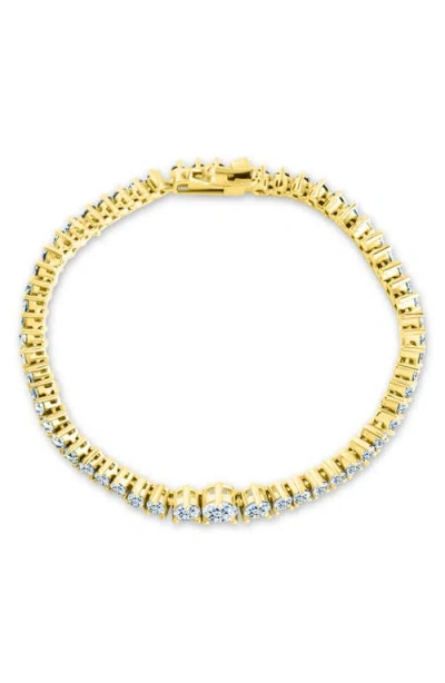 Sterling Forever Tatum Graduated Cubic Zirconia Tennis Bracelet In Gold