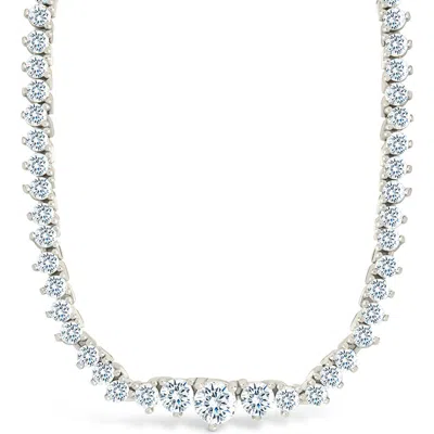 Sterling Forever Tatum Adjustable Cz Tennis Necklace In Metallic