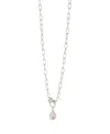 Sterling Forever Tay Moonstone Charm Chain Necklace In Silver