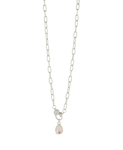 Sterling Forever Tay Moonstone Charm Chain Necklace In Silver