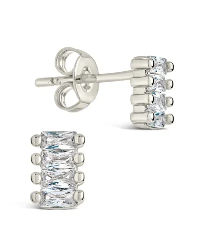 Sterling Forever Taylor Cz Stud Earrings In Silver